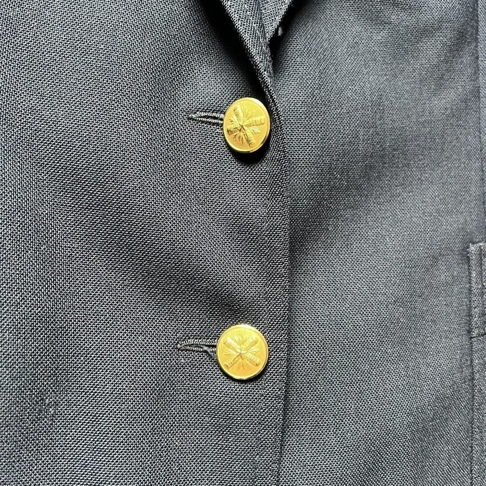 Academy Award Career Apparel Mens Navy Blue Blazer Gold Crest Buttons Size 10